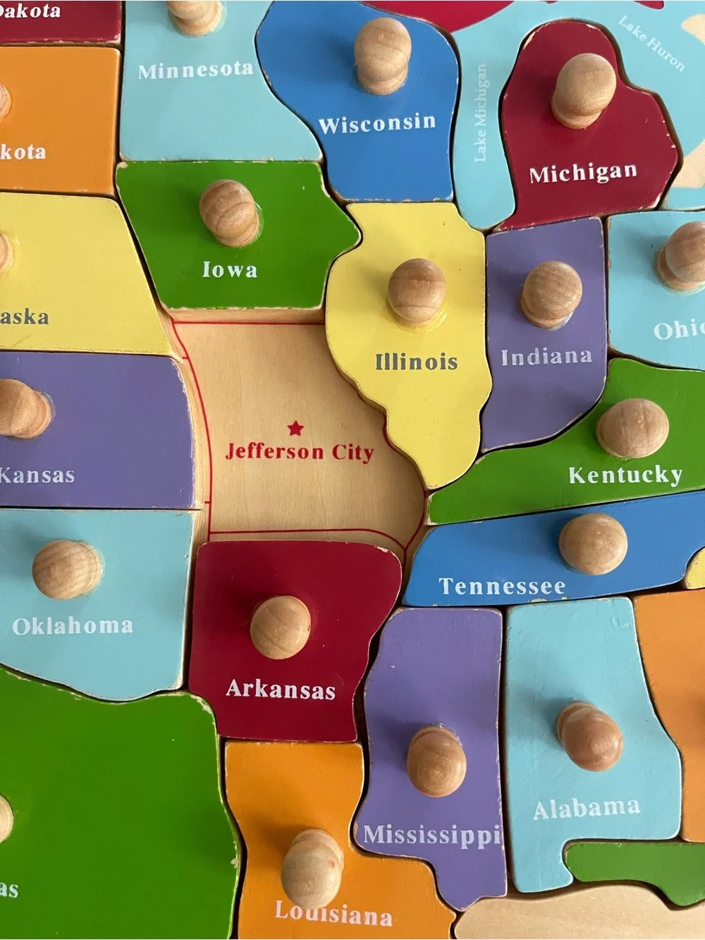 Pottery Barn Kids Wooden USA Map Puzzle - Multicolor